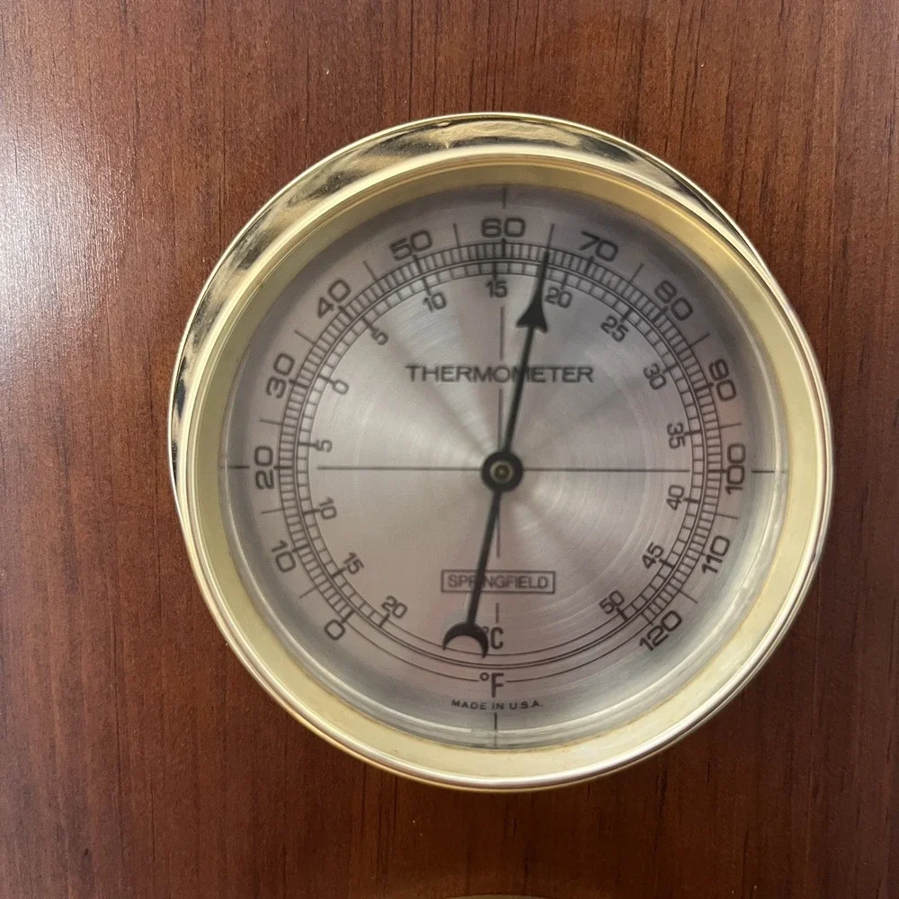 Vintage Weather Nautical Decor Wood Thermometer Barometer Hygrometer Fisherman